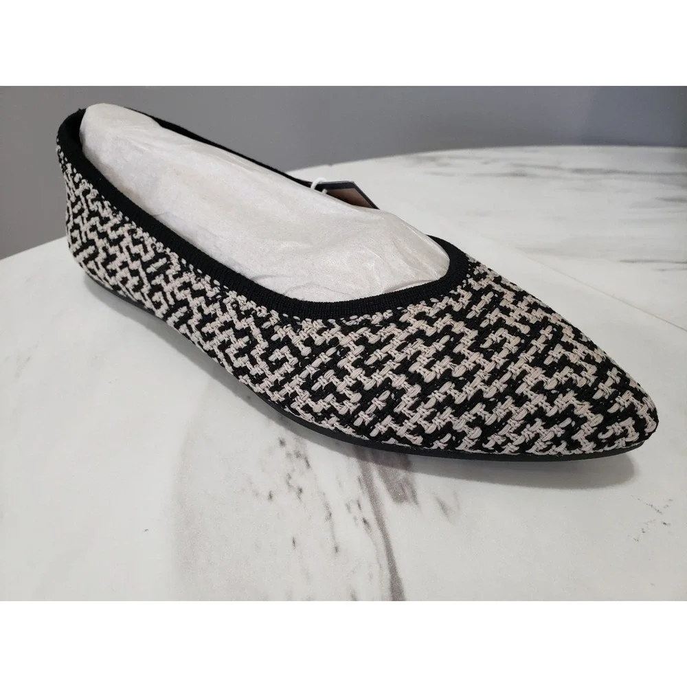 NEW NO BOX Skechers Sz 7.5 Cleo Point Chic Allure Pointed Toe Flats Houndstooth